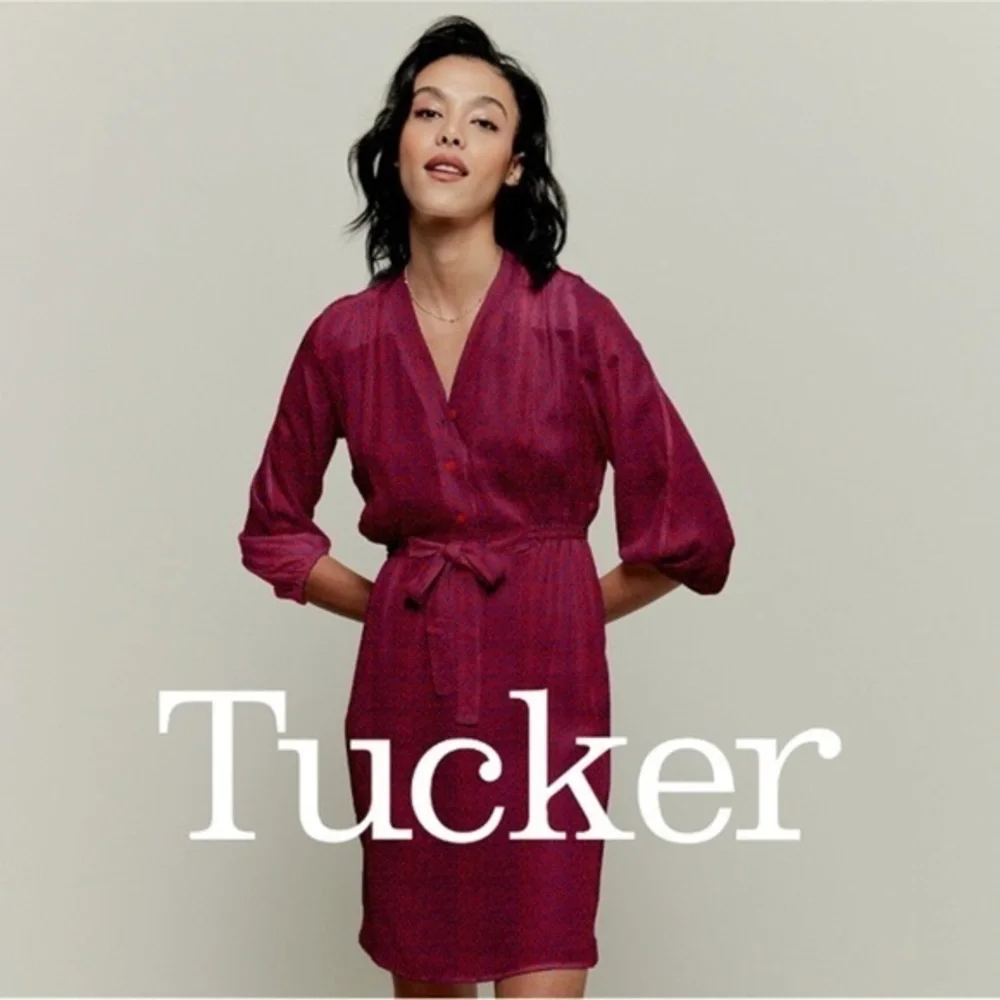 NWOT Tucker The Abigail Party Dress Cobalt Seeds 16mm Silk Crepe Sz S